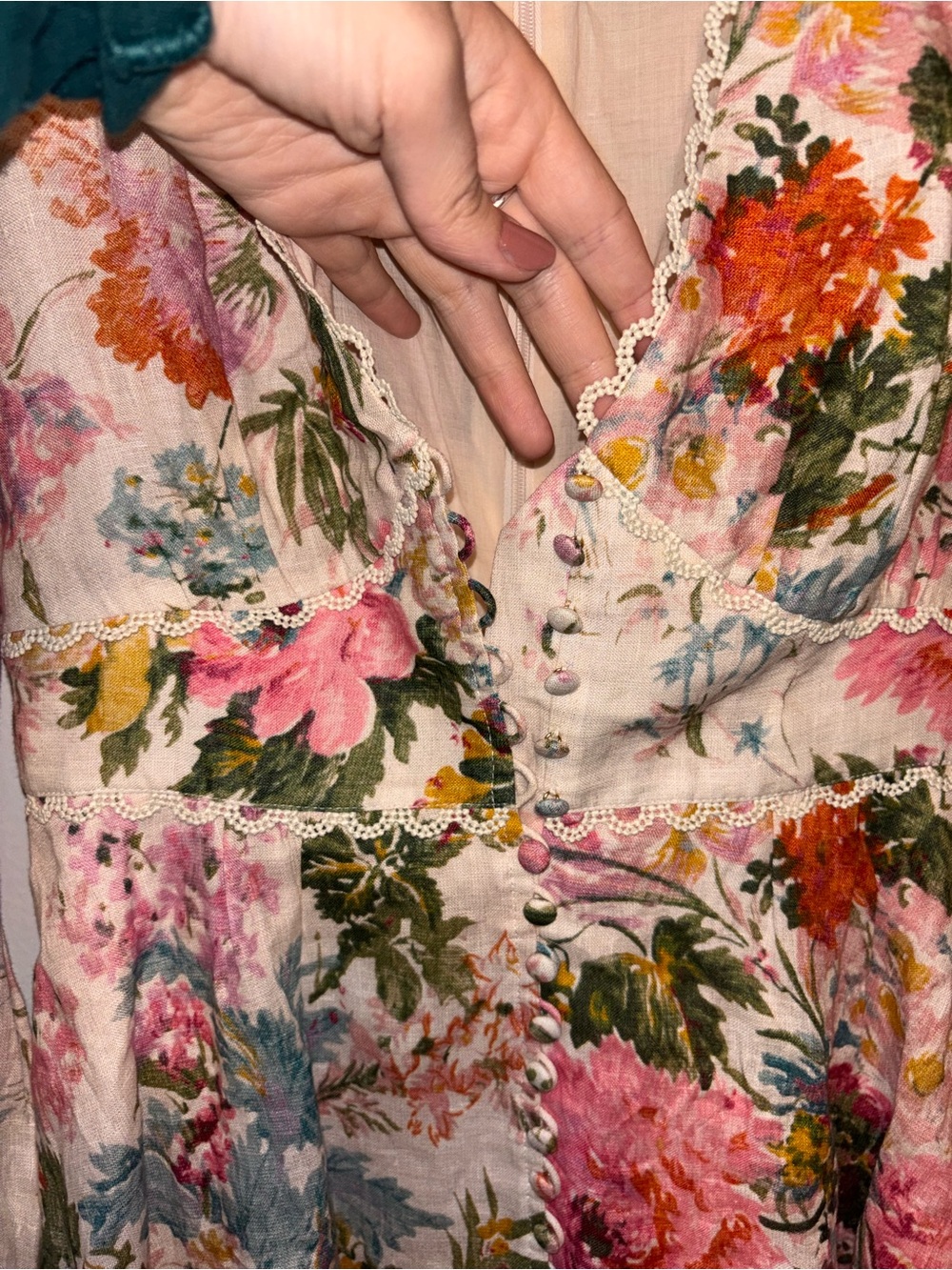 Zimmermann Heathers Linen Playsuit Floral Print Lace US 4-6/AU 0-1 *READ - Picture 7 of 15